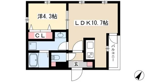 Cherim八田WEST【2階】の間取り