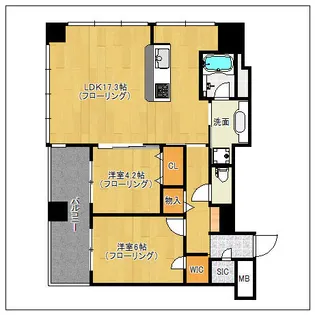 ロイヤルパークス大名【1403号室】の間取り