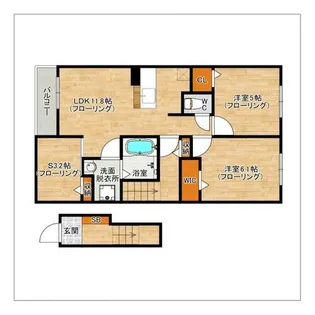 ヒルズ津屋崎I【202号室】の間取り