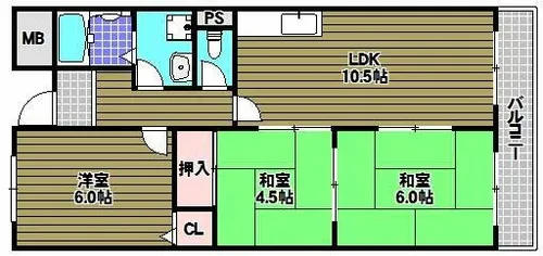 ドミール仲谷1号館【3階】の間取り