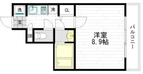 ジュネス東住吉【9階】の間取り