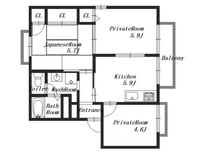 ルミエール千代A【2階】の間取り