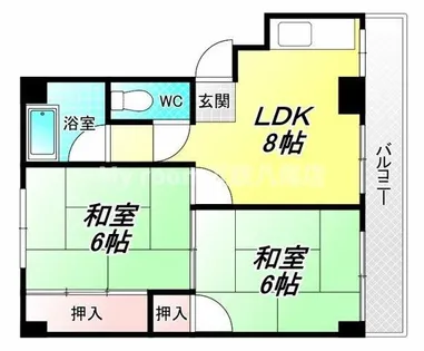 旭ヶ丘コーポラス 西棟【2階】の間取り