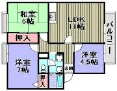 サンガーデン日根野A【A102号室】の間取り