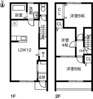 愛知県常滑市新開町2丁目【テラスハウス】の間取り
