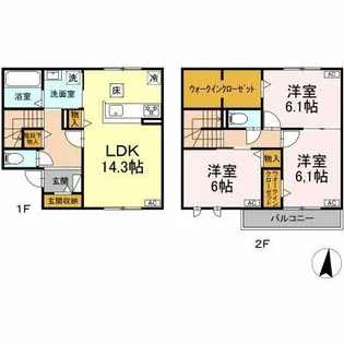 リアンヴェール【1階】の間取り