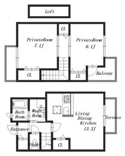コンフォート浅古Ⅱ【1階】の間取り