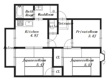 コスモス結崎B【2階】の間取り