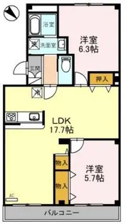 コスモ二色浜Ⅲ【303号室】の間取り