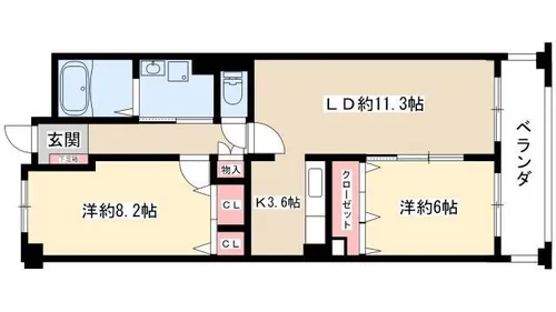ソーラスフロント富船【3階】の間取り