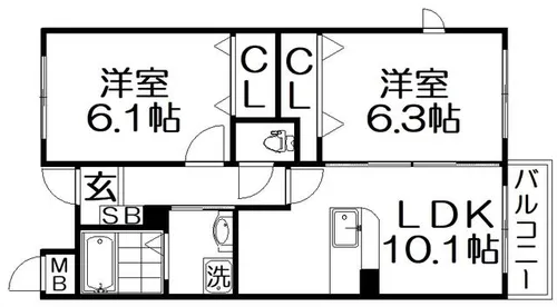 アネックス北中振【1階】の間取り