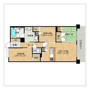 ザ・パークハウス桜坂サンリヤン【4階】の間取り