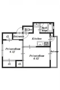 ビレッジハウス曽大根2号棟【1階】の間取り