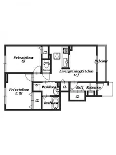 プラシードセレノC棟【1階】の間取り