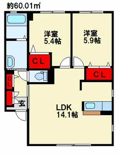 ドミール東貫 B棟【2階】の間取り