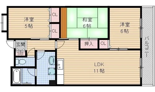 第二ドゥエルなかせい【3階】の間取り