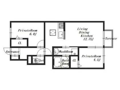 グランツコート三笠B棟【1階】の間取り