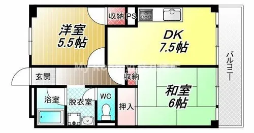 志紀マンション【7階】の間取り