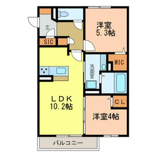 サウスグランツ 1号棟【201号室】の間取り