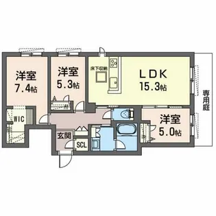 オカバ姫路網干シャーメゾン【0105号室】の間取り
