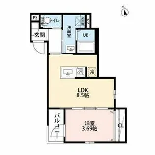 リュクスシティー黄金【1階】の間取り