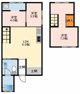大阪府堺市東区丈六【テラスハウス】の間取り