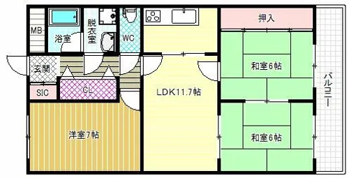 フレール天美【3階】の間取り