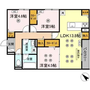 トリシア東大利【2階】の間取り
