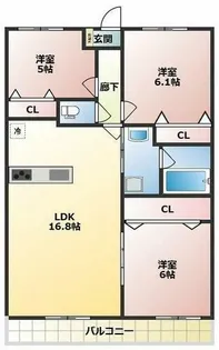 コモダス天神【206号室】の間取り