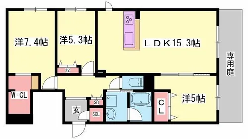 オカバ姫路網干シャーメゾン【1階】の間取り