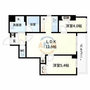 エタニティ江坂【1階】の間取り