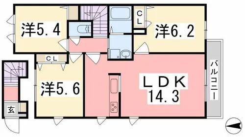 ファミール桜B【202号室】の間取り