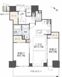 ジオタワー大阪十三【23階】の間取り