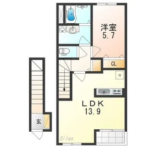大阪府松原市高見の里3丁目【アパート】の間取り