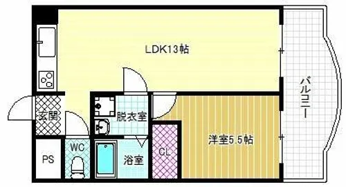 新栄プロパティー羽曳が丘【2階】の間取り