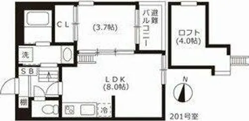 ハーモニーテラス旗屋【2階】の間取り