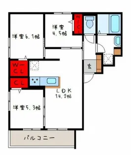 トリシアノーステラス【1階】の間取り
