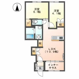 アンバーシャトーⅡ【1階】の間取り