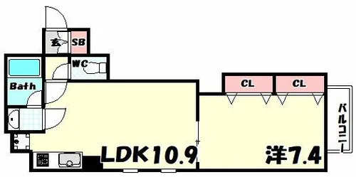 アミーグランコート三宮【4階】の間取り