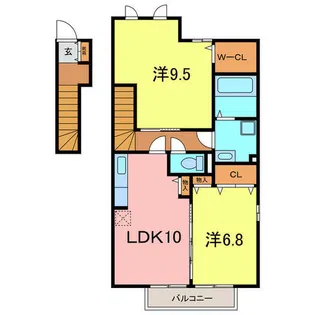 アン・ボヌール【2階】の間取り