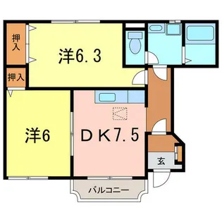 ソレアード笹山Ⅱ【1階】の間取り