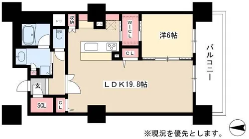 ロイヤルパークスERささしま【915号室】の間取り