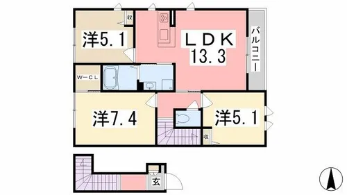 シャーメゾン福田B【2階】の間取り