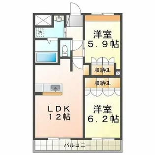コーポ・サカシタB棟【1階】の間取り
