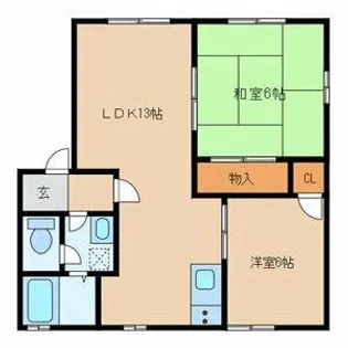 フラワーガーデン津福C棟【1階】の間取り