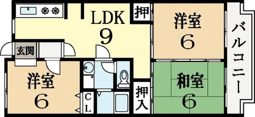 京都府城陽市平川茶屋裏【マンション】の間取り