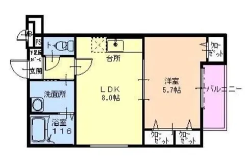 フジパレス深江橋Ⅲ番館【2階】の間取り