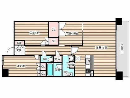 リバーガーデン福島木漏れ日の丘【20階】の間取り