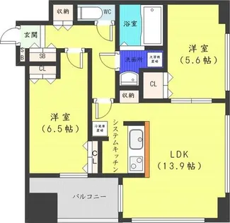 ラフィネタワー札幌南3条【8階】の間取り