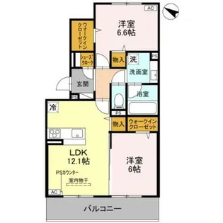 2LDKの間取り画像